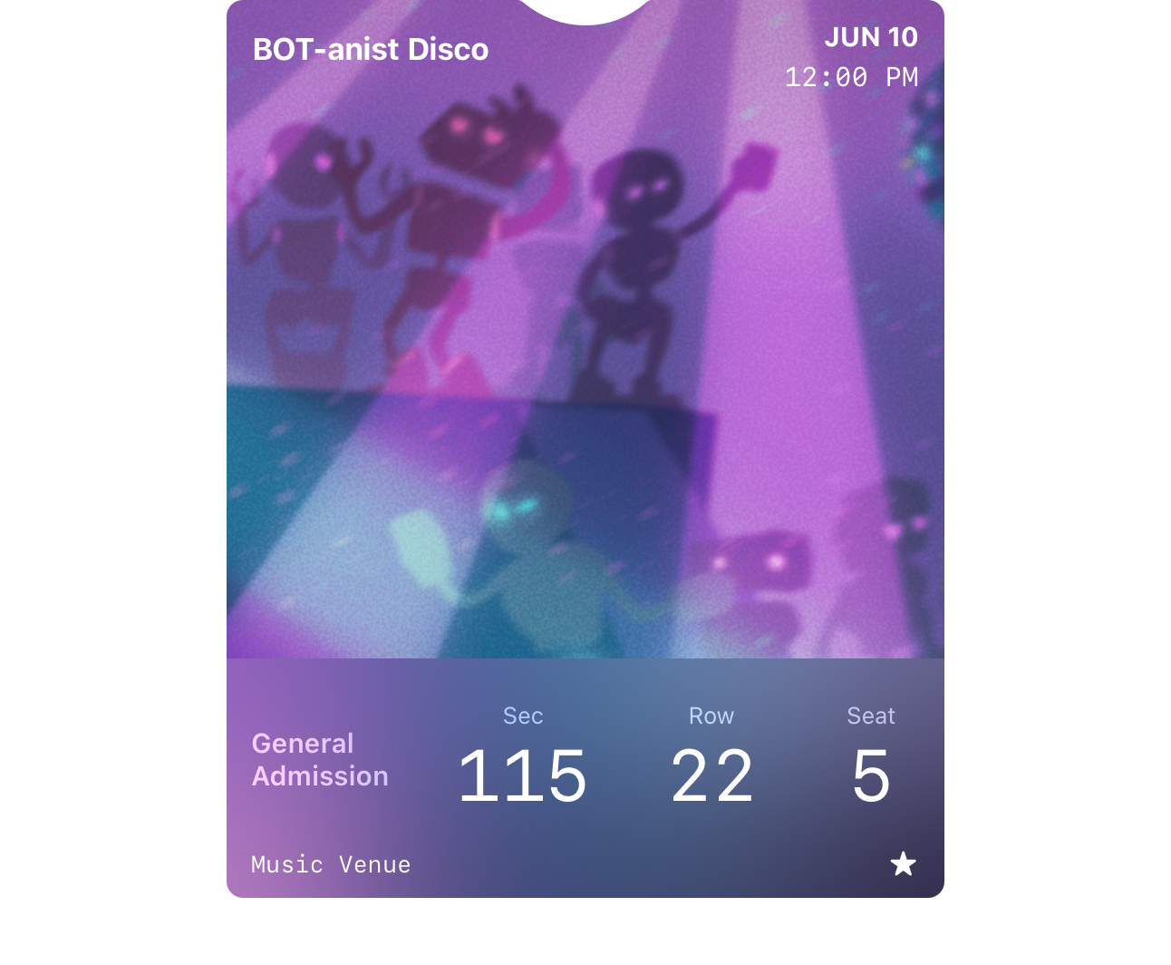 Event ticket pass example