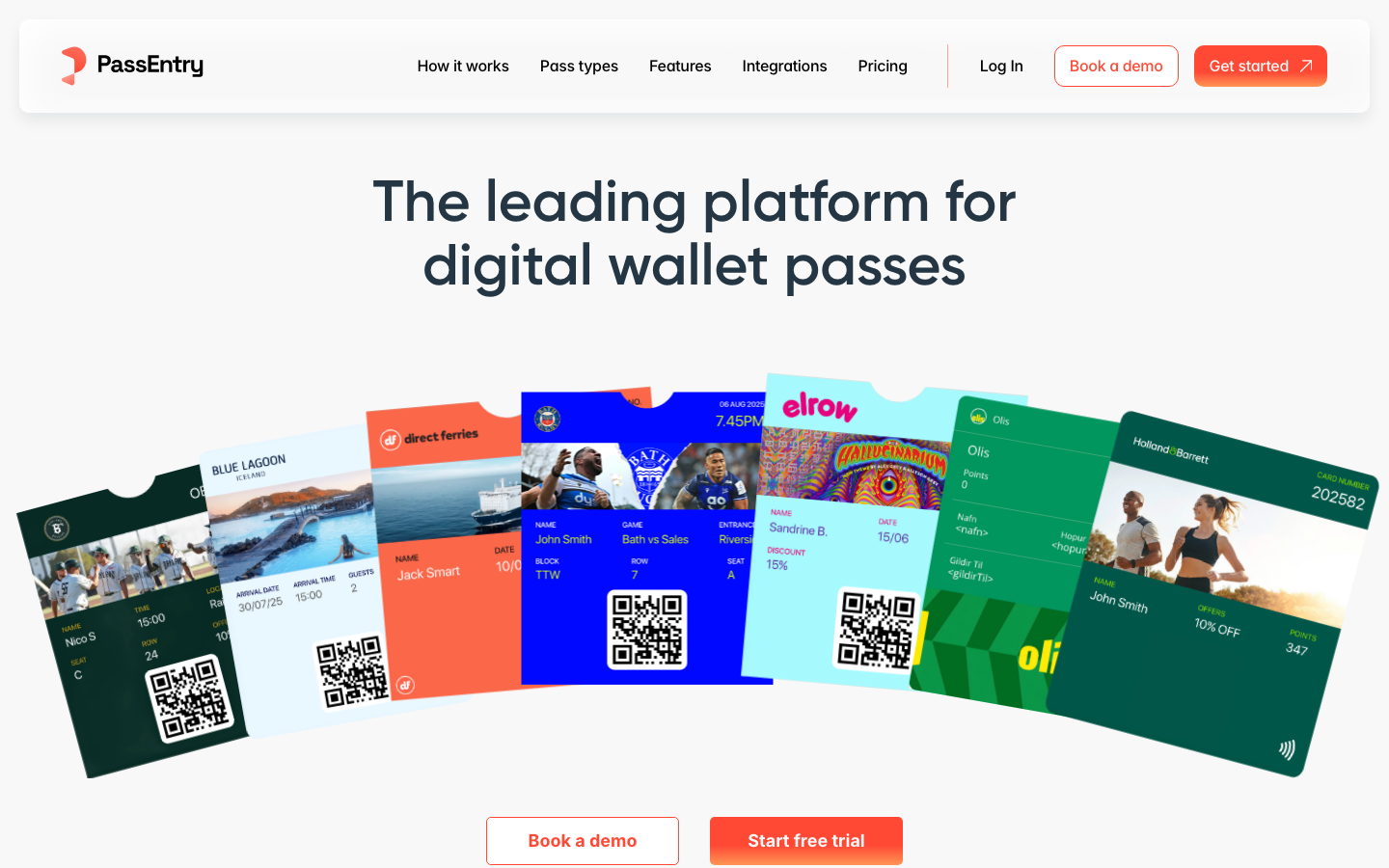 PassEntry homepage screenshot