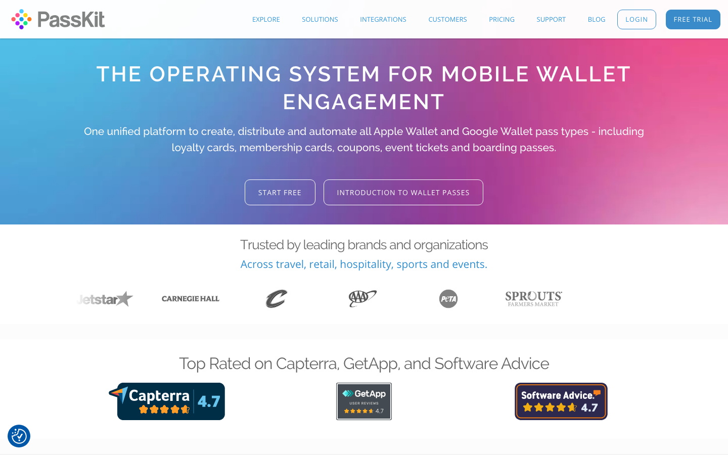 PassKit homepage screenshot