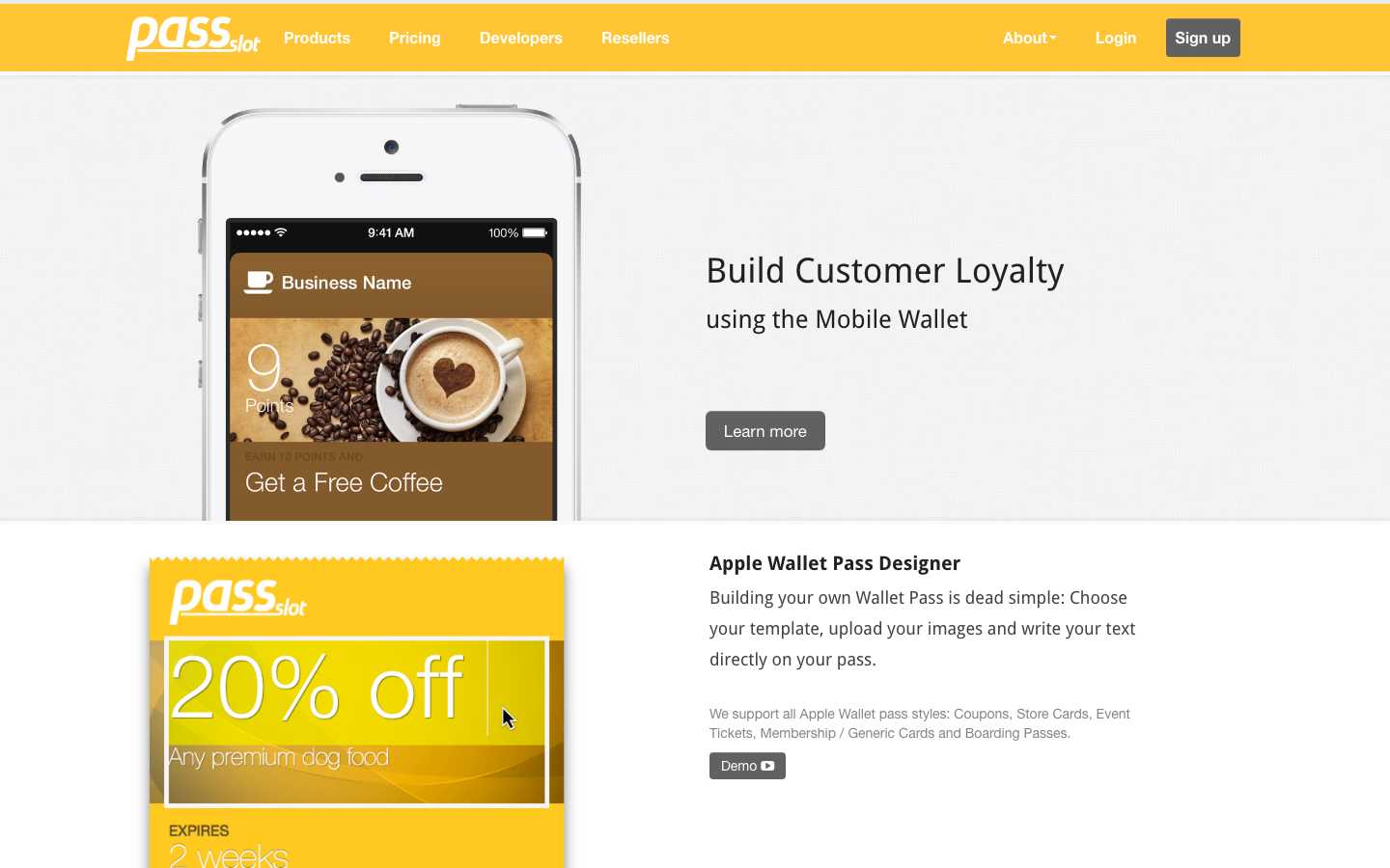 PassSlot homepage screenshot