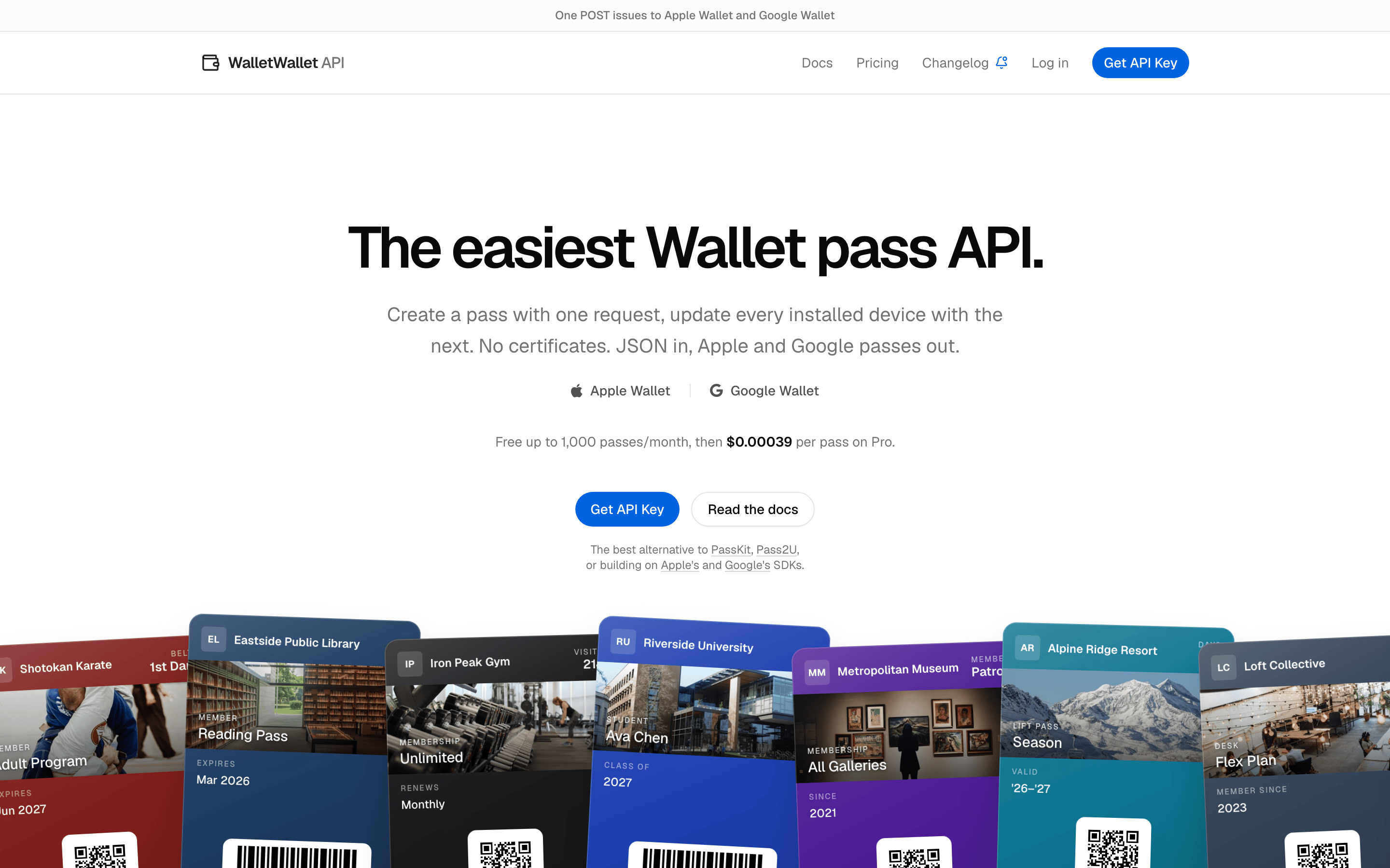 WalletWallet homepage screenshot